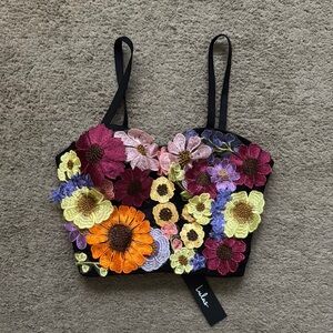 Lulu's Black Embellished Bustier Tank Top